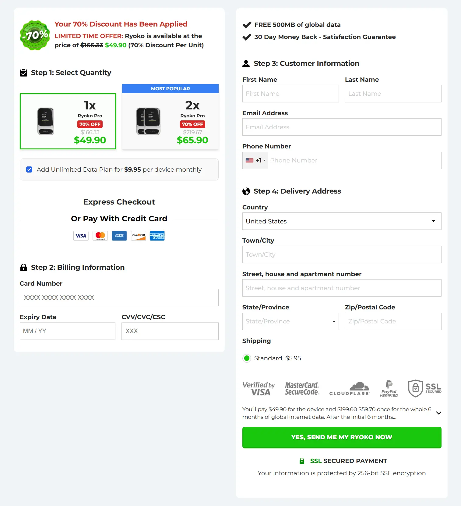 ryoko pro checkout page